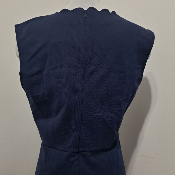 French Connection Lula Scalloped Edge V Neck  Mini Dress Duchess Blue  Sz 12 NWT - Picture 11 of 13